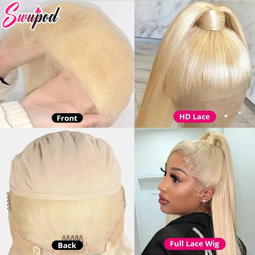 Real Blonde Full Wigs 100% Human Hair 613 Hd Transparent Frontal Wig Human Hair Glueless Straight Full Lace Wigs