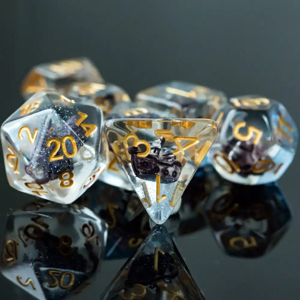 Cusdie Sailboat DND Dices 7Pcs Resin D&D Dice D4 D6 D8 D10 D% D12 D20 Polyhedral Dice Set for Role Playing Game Table Games