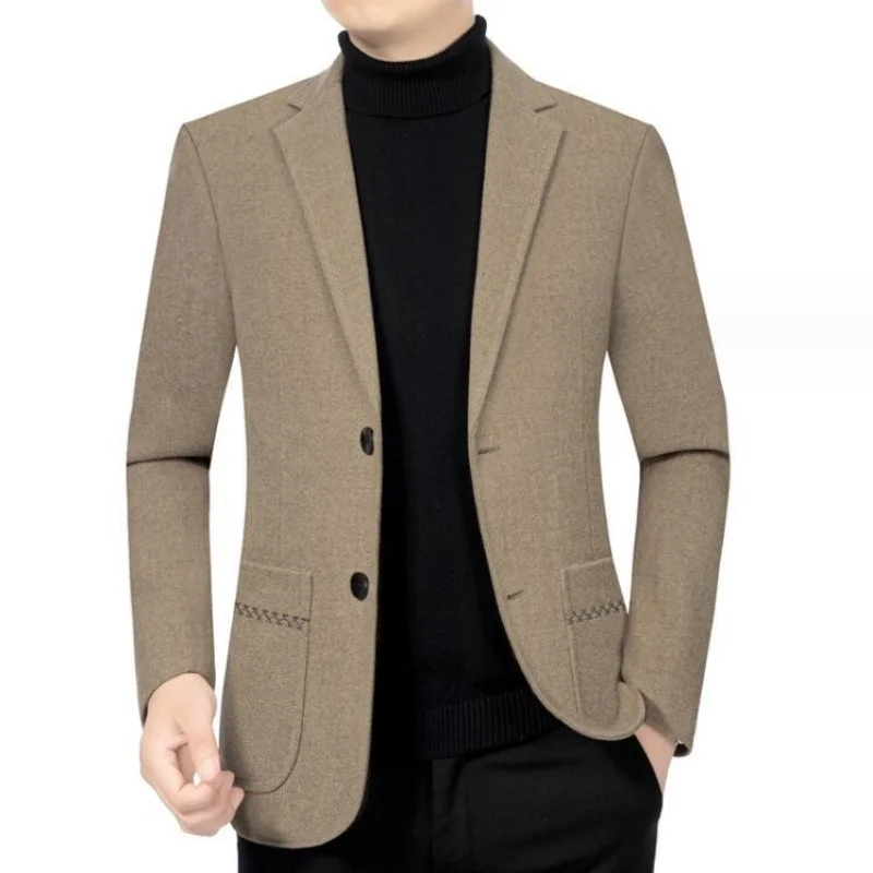 

High-quality New Autumn and Winter Wool Suit Jacket Male Middle-aged Is Decorating A Leisure Suit Top High-end Dad Suit Blazers