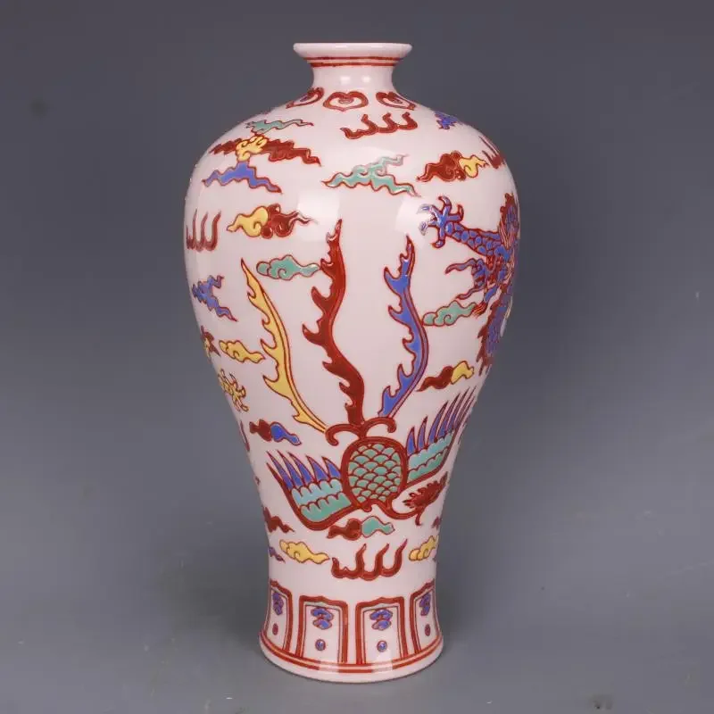 Ming Chenghua Red Dragon and Phoenix Pattern Chinese Vases Antique Unearthed Craft Porcelain Retro Gift Chinese Vases for Plants 3