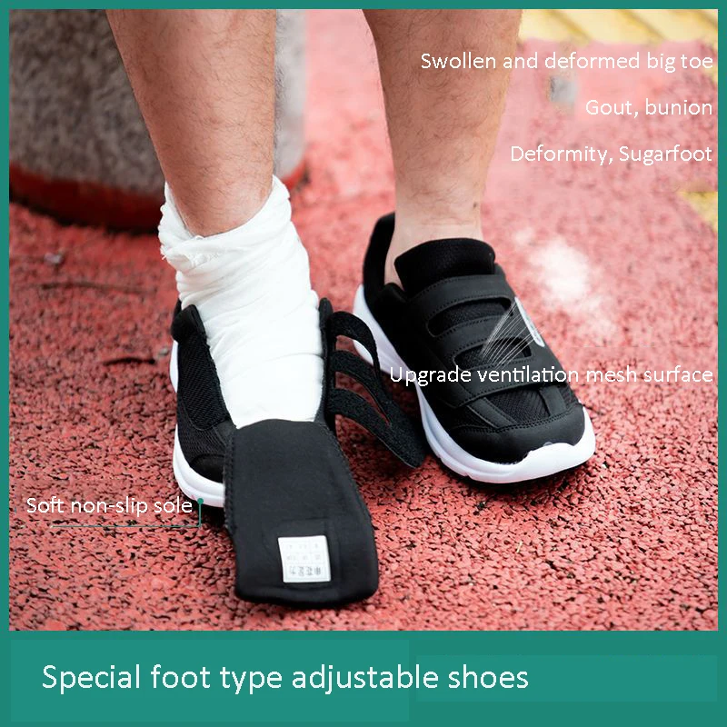 Sapatos Diabéticos para Homens e Mulheres Sapatos de Cabeça Larga Osso do pé Grande Engorda Idosa Maior Calçado de Gota