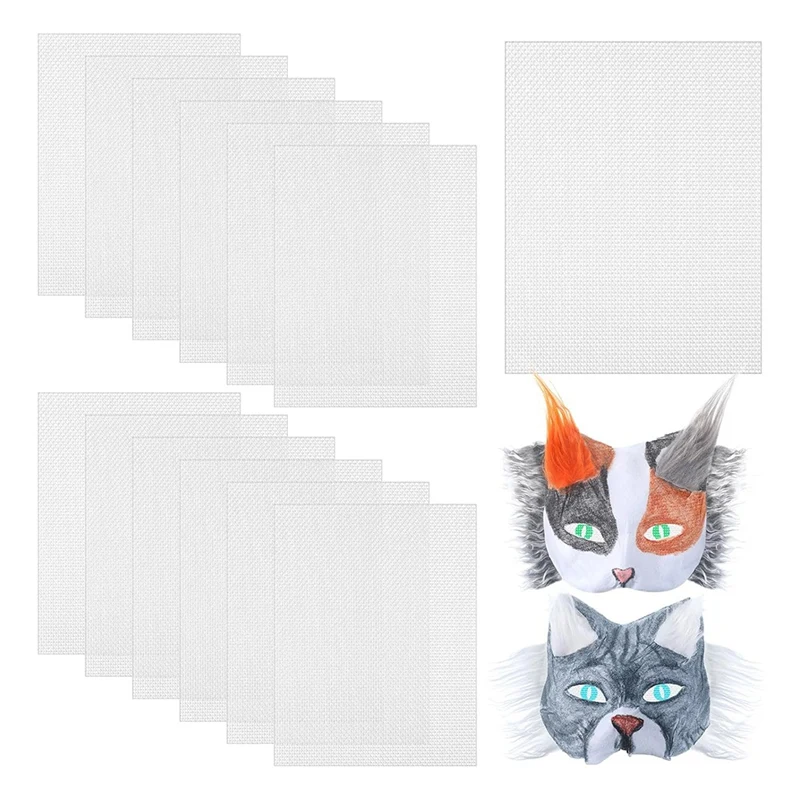 12 Pcs Eye Mesh DIY Mask Material Kit Plastic Eye Mesh Sheets For DIY Handicraft Make Dividers Mask Accessory Kit