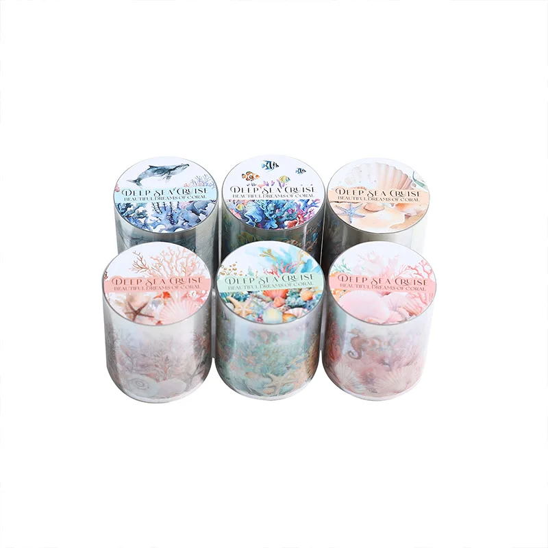 1Roll 2M PET Tape Undersea Scenic Swimming in the Deep Sea Tape Single Coral Dreams Material Adhesives Scrapbook 45mm*2m 2