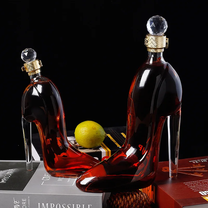 Shaped High-heeled Shoes Wine Shaker Creative Modeling Household Baijiu Red Wine Bottle Glass Empty Bottle Craft