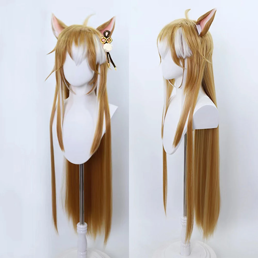 Genshin Impact ̽  ڽ  ׶Ʈ ռ  Ӹī Gorou Cosplay Wig With Plush ears