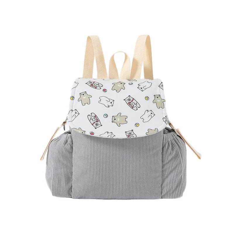 Corduroy Backpack for Children Casual School Bag Boys And Girls Kindergarten Snack Bookbag Cute Unisex Double Shoulder Bag 5