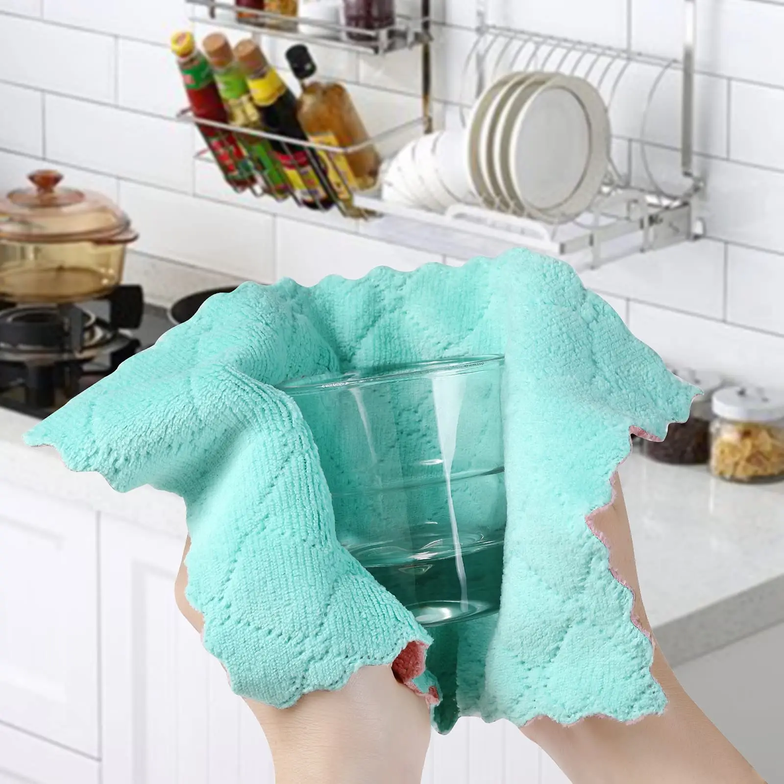 20 Pack Kitchen Dish Cloths Dish Towels Super Absorbent Coral