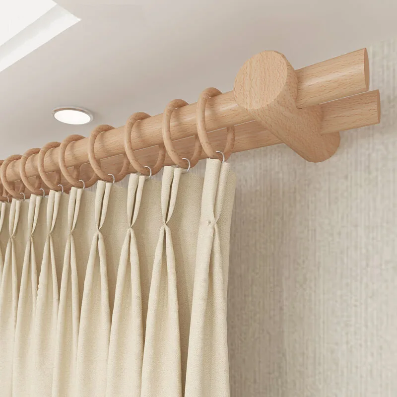 Rail de Rideau, Tringle rideau Petites Tringles À Fenêtre En Bois Naturel,  Tringles À Rideaux De 29 Mm Avec Supports Et Anneaux Pour Chambre À  Coucher, Salon, Cuisine Et Salle De Bain 