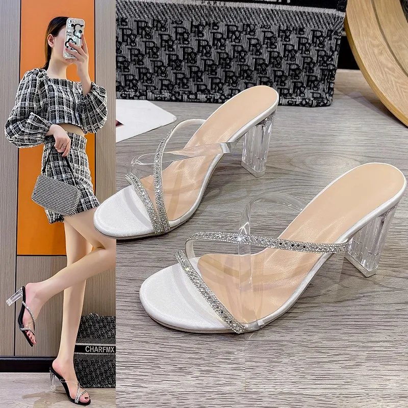 New Sale Ladies Shoes Slingbacks Women's Slippers Summer Beach Slippers Female Square Toe Shoe Women Heels Women Women Sandals