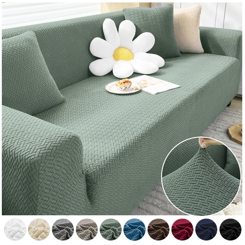 

Thick Elastic Sofa Cover Slipcover For Living Room Stretch Polar Fleece Armchair Cover 1/2/3/4 Seater Corner Couch Cover