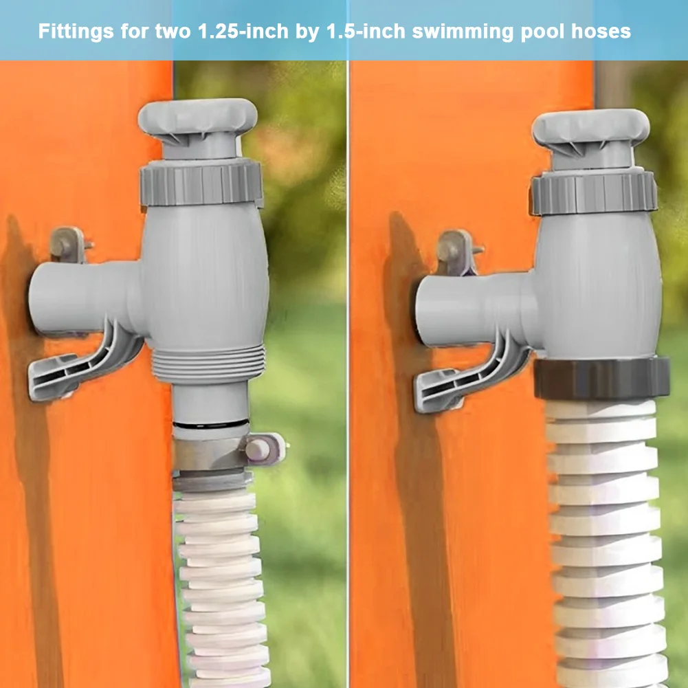 Above Ground Swimming Pool Hose Adapter with On-Off Valve Plunger Valve Pool Pipe Holder And Plunger Valve For Above Ground Pool