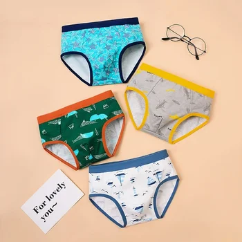Confezione da 4 nuovi comodi e traspiranti per ragazzi, biancheria intima in cotone, design triangolare, tessuto morbido, slip per bambini, adolescenti, di alta qualità
