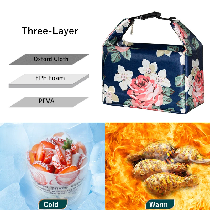 Waterproof Oxford Cooler Lunch Bag Portable Insulated Thermal Work Food Storage Container Hasp Handle Durable Lunchbox Tote