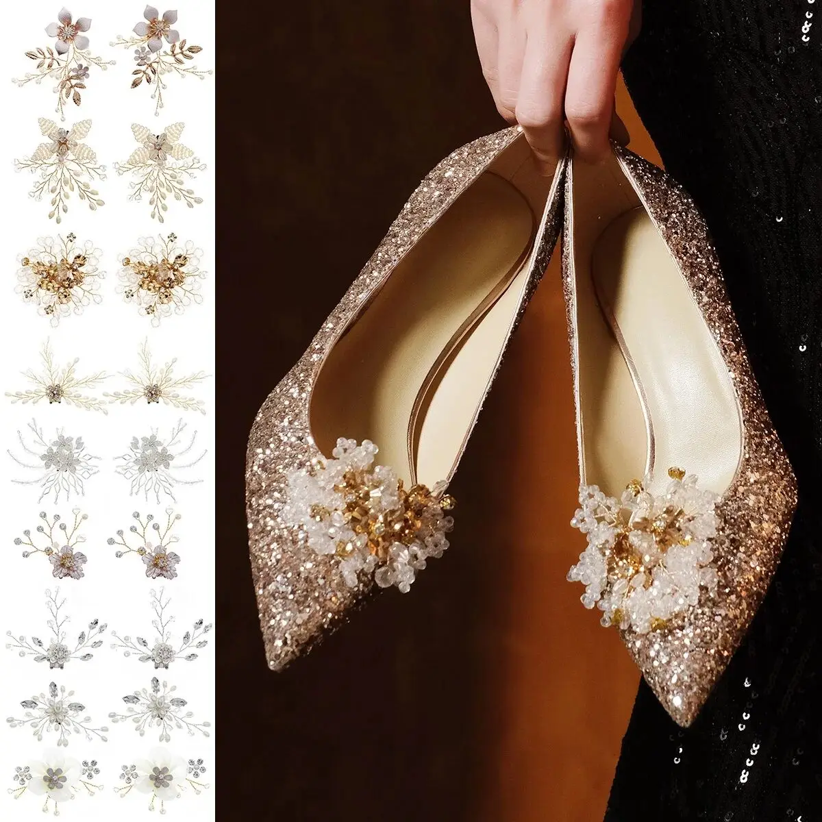 Bridal Hair Accessories Newest Shinning Rhinestone Shoes Clip Metal Wedding Crystal Pearl Luxury Shoe Buckle