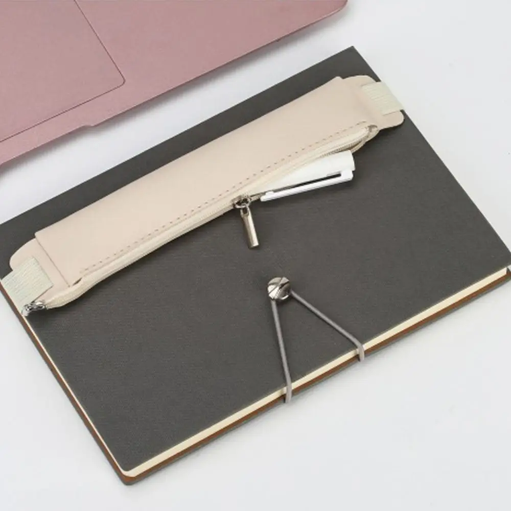 Pen Holder Pu Leather Elastic Buckle Pen Clip Pen Pencil Case