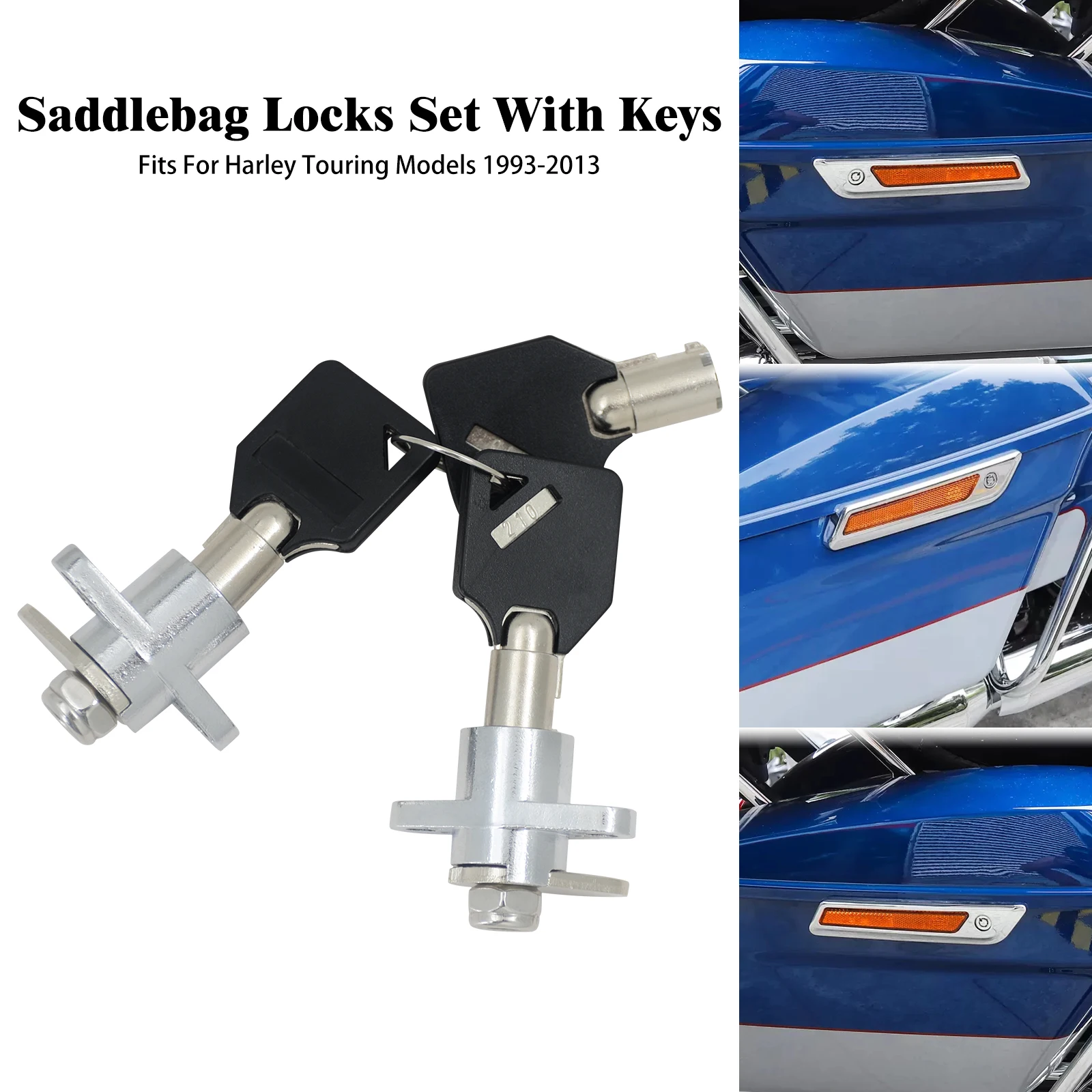 

Motorcycle Hard Saddlebag Lock Key Kit Set With Keys For Harley Touring Road King Electra Glide Ultra Limited FLTRX 1993-2022 23