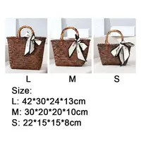 Women’s Woven Large Capacity Handbag – Bamboo Handle Crochet Tote Bag, Casual Shopping & Vacation Beach Bag for Ladies - Image 6