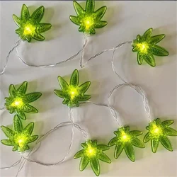 Lush Green Leaf LED Ambient Light String - Battery Powered for Bedroom, Home, and Courtyard Decoration (Warm white)