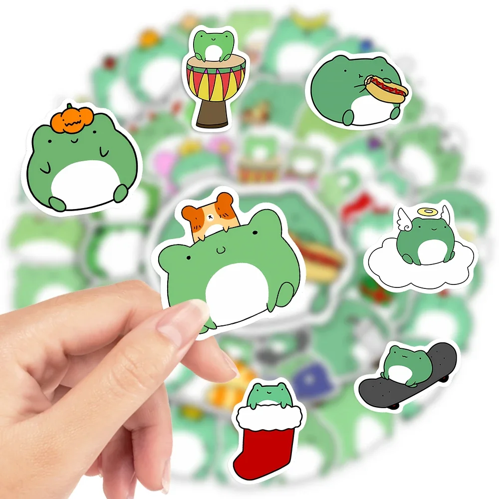Cartoon Stickers Doodle Frog Stickers Cartoon Cute DIY Toy Gift Decal Decorative Graffiti for Phone Laptop Water Bottles Scrapbook Waterproof Decorative Stickers Self Adhesive Stickers Adhesive Stickers Cartoon Sticker