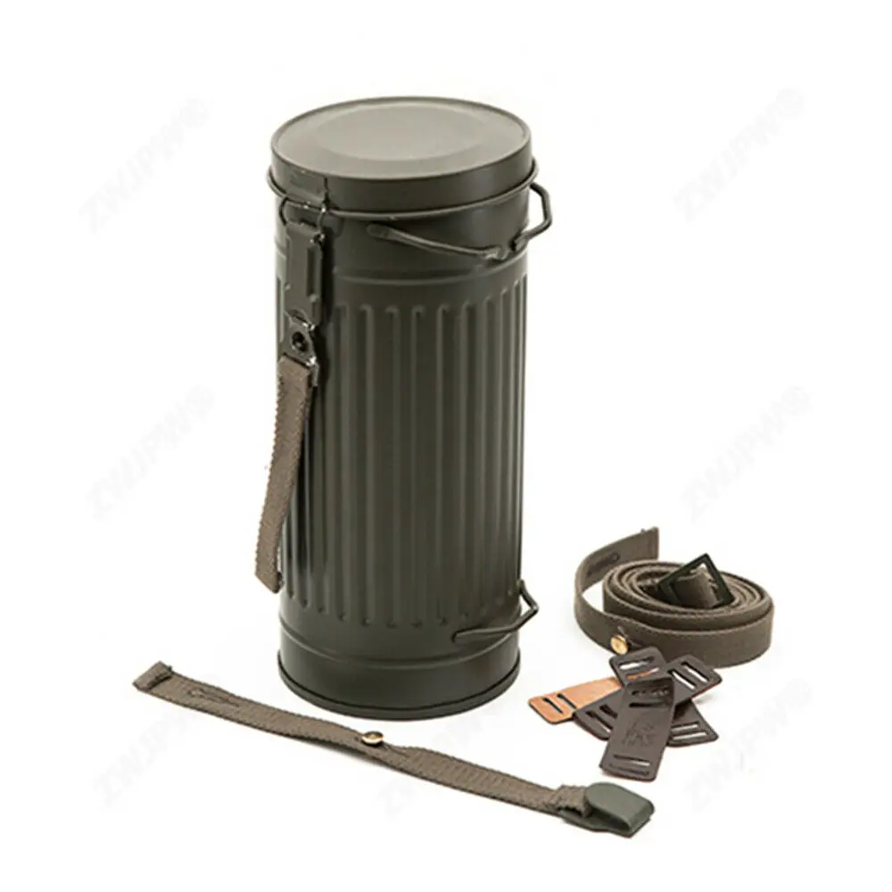 . WWII Gas Mask Cans With Leather Protectors Military War Reenactments