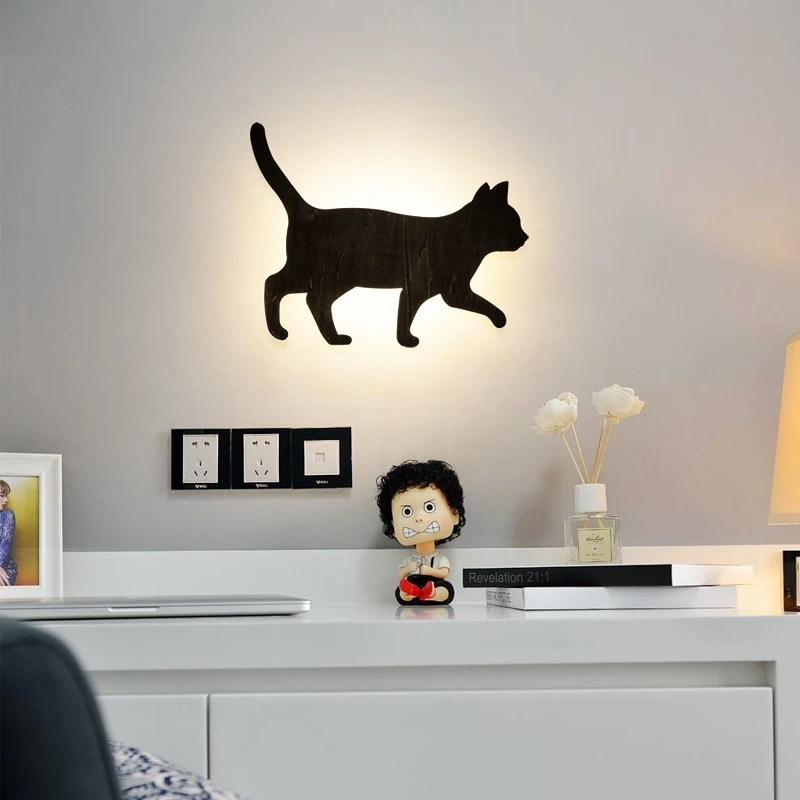 

Настенный светильник в античном стиле с изображением черной кошки, лампа для гостиной, спальни, прикроватная лампа, деревянный подарок для детей, Лидер продаж, светодиодная лампа для кошек, Arandela, 15 Вт