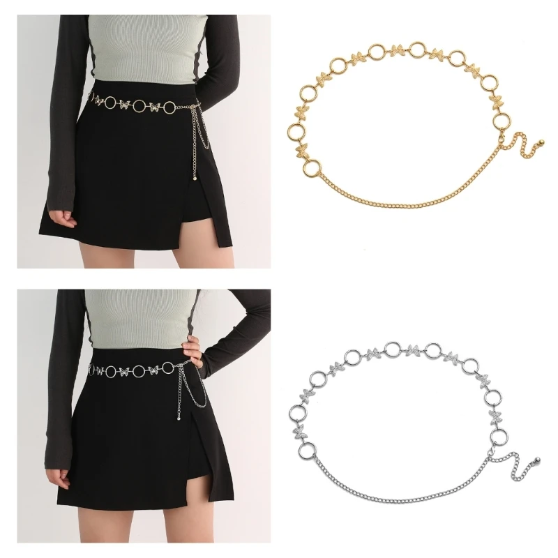 

Ремень Y2K женский с бабочкой, пикантный пояс для уличных танцев, фестивалей музыки, цепочка для тела, для выпускного вечера, банкета, клуба, ремень для джинсов и платьев