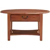 Haven Ridge One Drawer Solid Wood Oval Coffee Table with Shelf, Medium Oak Brown 5
