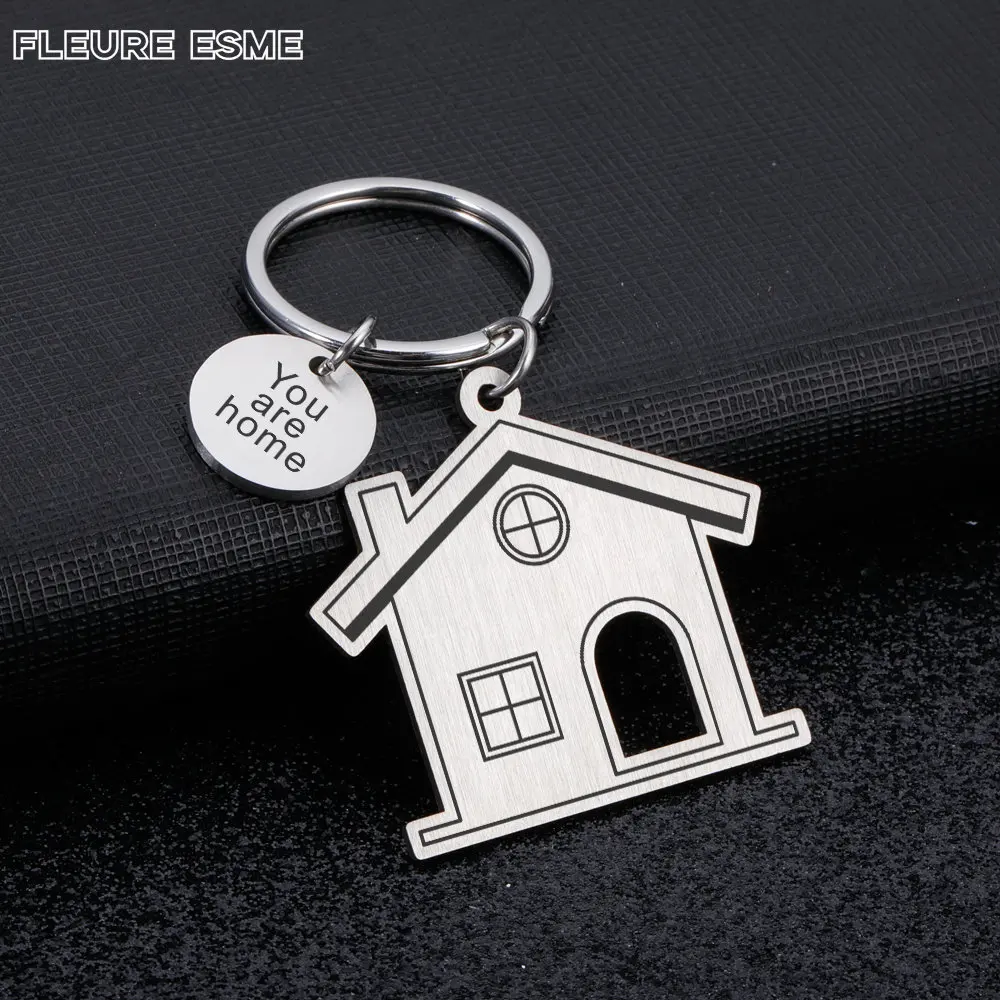 

Sweet Home Keychain Personalized Customized Text House Keyring Engraved for Boyfriend Husband Couple Loves Anniversary Gifts