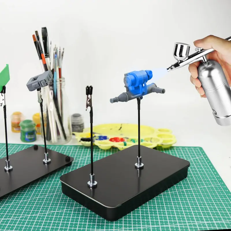 Rafford 12Pcs Bendable Model Painting Alligator Clip Sticks Rubber Tips + Metal Magnetic Base - for Airbrush, Hobby Model Parts