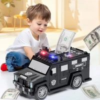 Voice Transport Vehicle Car Cash Money Storage Tank, Police Car Automatic Password ATM Machine Piggy Bank, Birthday Gift 1