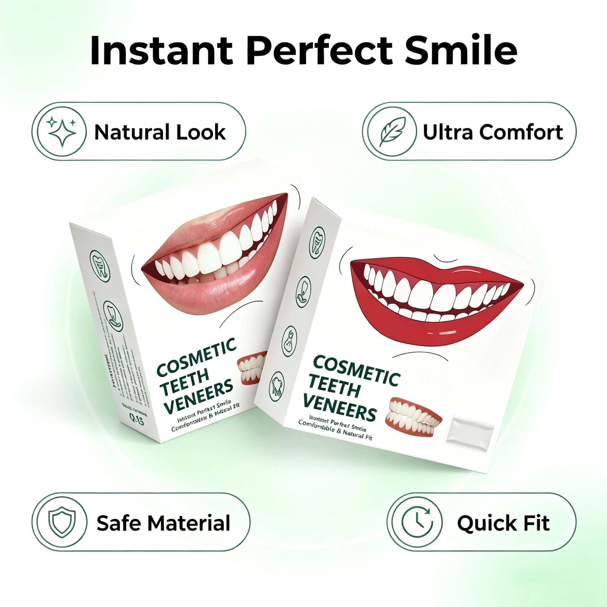 Natural‑Looking Silicone Full Dentures Upper Lower, Soft Comfortable Fit Daily Oral Care False Teeth for Men Women Daily Use