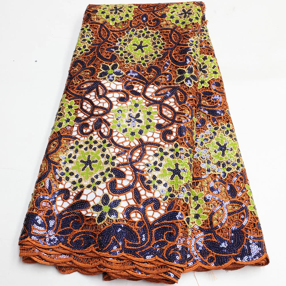 

Skin Friendly Smooth Guipure Lace With Sequins Embroidery High Quality luxury Neat Heavy African Cord Lace Cupion Fabric CO1017