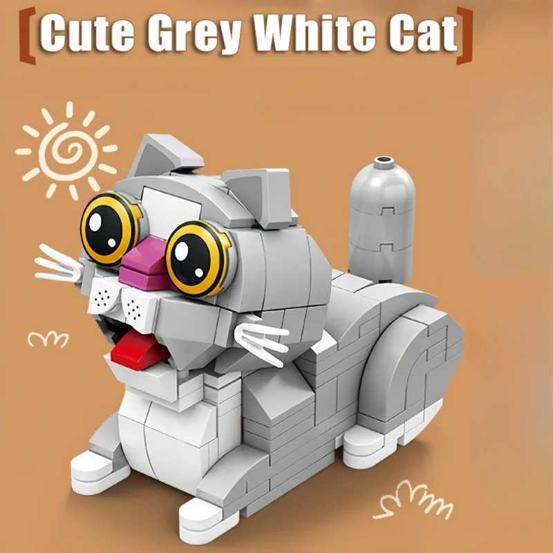 KNEW BUILT Katzen-Froschschlange, süßes Bausteinspielzeug mit Haustiermotiv, Geschenk – einfache Montage für die Entwicklung und Lernen von Kindern