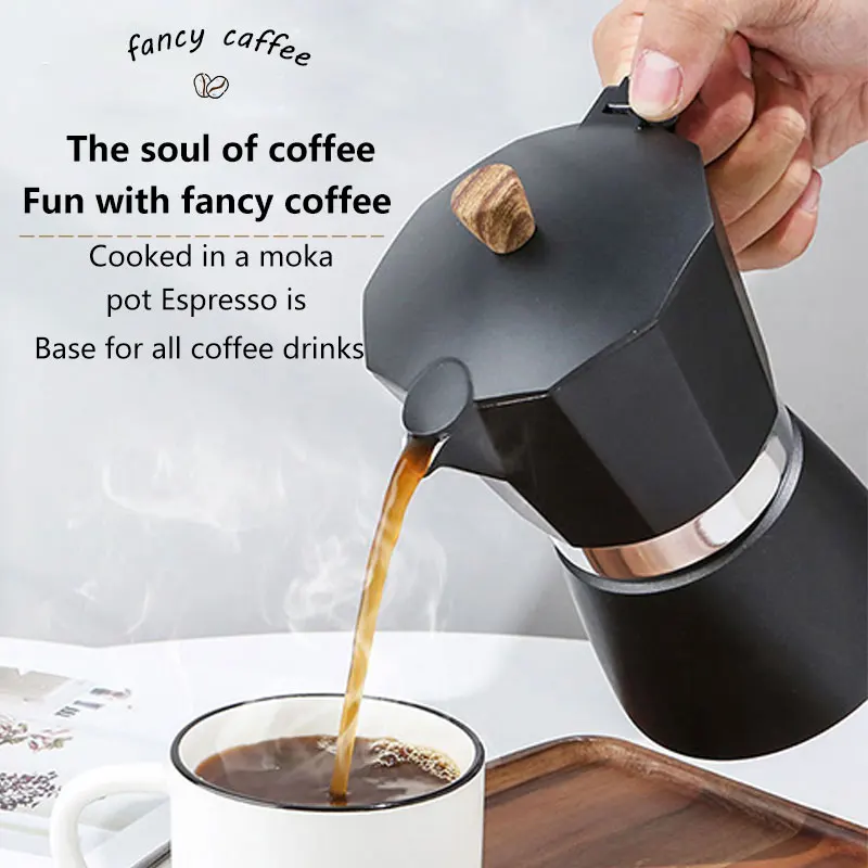 Moka Pot Macchina Da Caffè Italiana Espresso Geyser In Alluminio Caffettiera Bollitore Latte Stufa Classic Coffee Barista Tools 150/300Ml