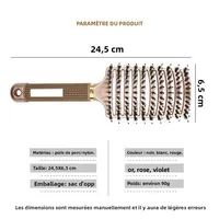 Brosse à cheveux peigne de Massage du cuir chevelu brosse à cheveux poils de sanglier en Nylon femmes humide bouclés démêlant brosse à cheveux Salon de coiffure outil de coiffure 2