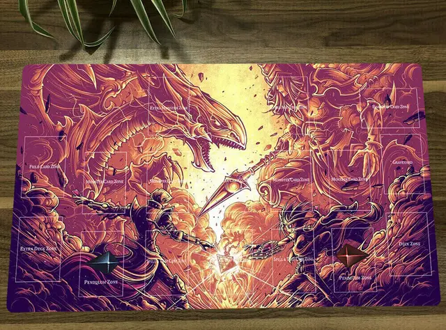 YuGiOh Duel Monsters Playmat Blue-eyes Ultimate Dragon Dark Magician TCG CCG Mat Mouse Pad Trading Card Game Mat + Free Bag Color F