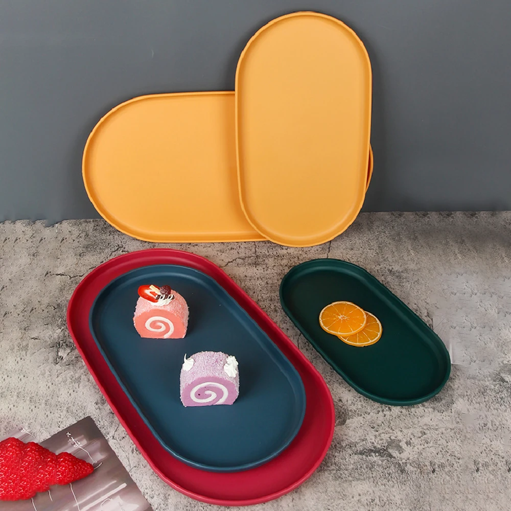 Dining Dish Dinner Plate Breakfast Bread Tray Nordic Ins Style Plastic Western Food Afternoon Tea Dim Sum Fruit Household Kitchen Plate