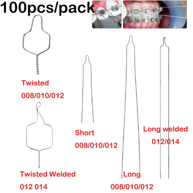 100pcs Dental Orthodontic Wire Preformed Ligature Wire Kobayashi Wire For Brace Short Long Twist Weld Dentist Materials