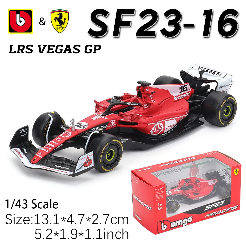 Die Cast Car Model Bburago 1:43 F1 Scuderia Ferrari SF24 SF23 #16 lecler #55 sainz jr alloy luxury die cast car model toy series