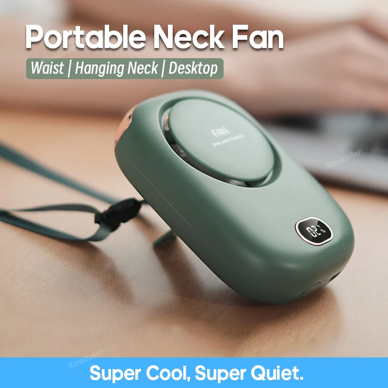 Ventilador Portátil Suspenso para o Pescoço Mini Ventiladores de Resfriamento para a Cintura Ventiladores Recarregáveis sem Lâmina de 2000 Mah Que Podem Ser Usados por até 12 Horas em Ambientes Externos Novo