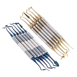 6pcs Dental Instrument Composite Resin Filling Spatula Titanium Plated Head Filler Thick Handle Restoration Set Drop Shipping