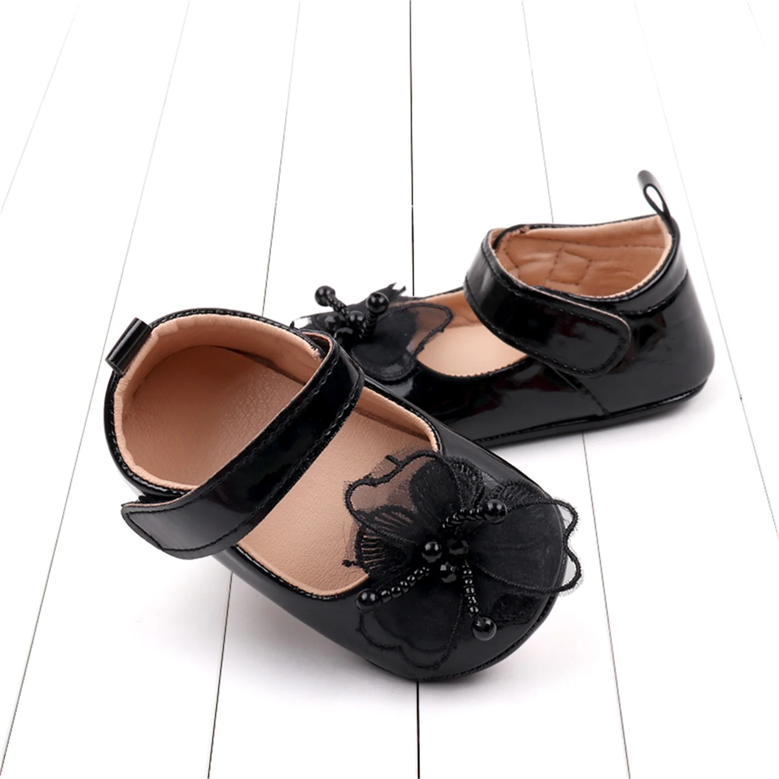 Baby Girls Princess Shoes Soft PU Leather Flower Non-slip First Walker Shoes Toddler Shoes