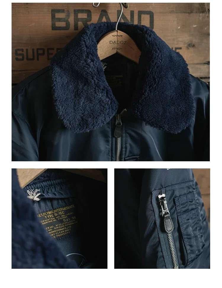 Rugged Bronson B-15C Flight Jacket 1950's Fur Collar Nylon