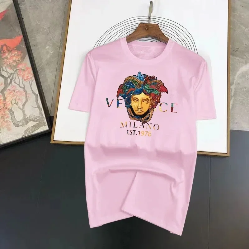 Cotton T Shirt Summer Men's Sports T-Shirt Solid Color Fashion Printed Jogging Breathable Cotton T-Shirt Harajuku O-Neck Short Sleeve