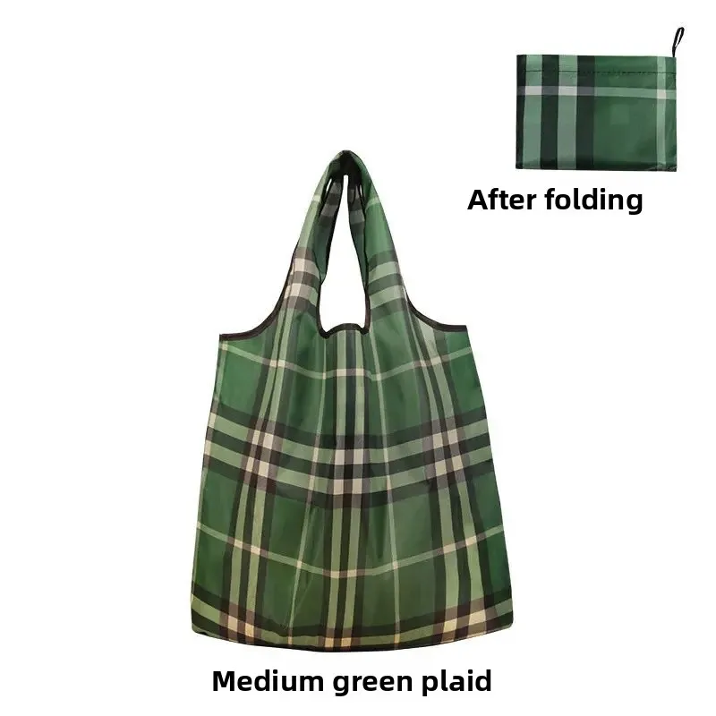 Large Capacity Foldable Handheld Shopping Bag Portable Single Shoulder Bag for Groceries Waterproof Eco-friendly Polyester