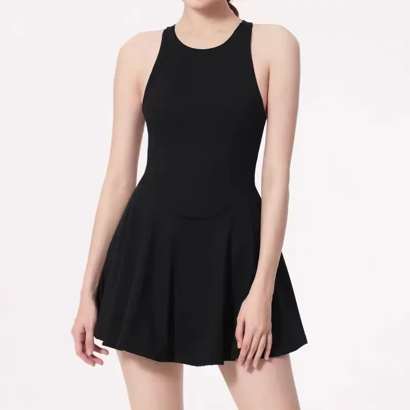 Tennis Dress Women One-Pieces Slim Fit Soft Sports Sets Athletic Dress with Chest Pads Workout Golf Clothes women dress sports clothing