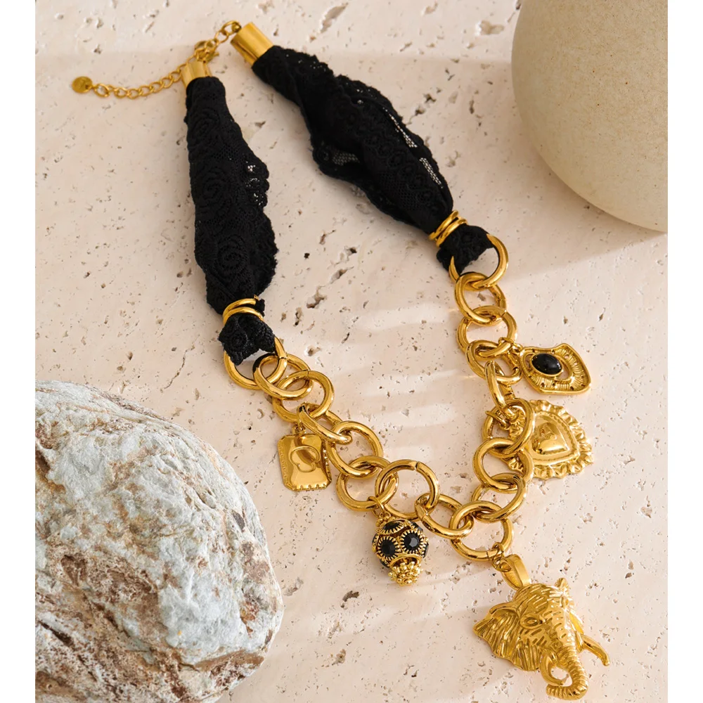 Yhpup 2025 Statement Necklace 18K Golden Plated Stainless Steel