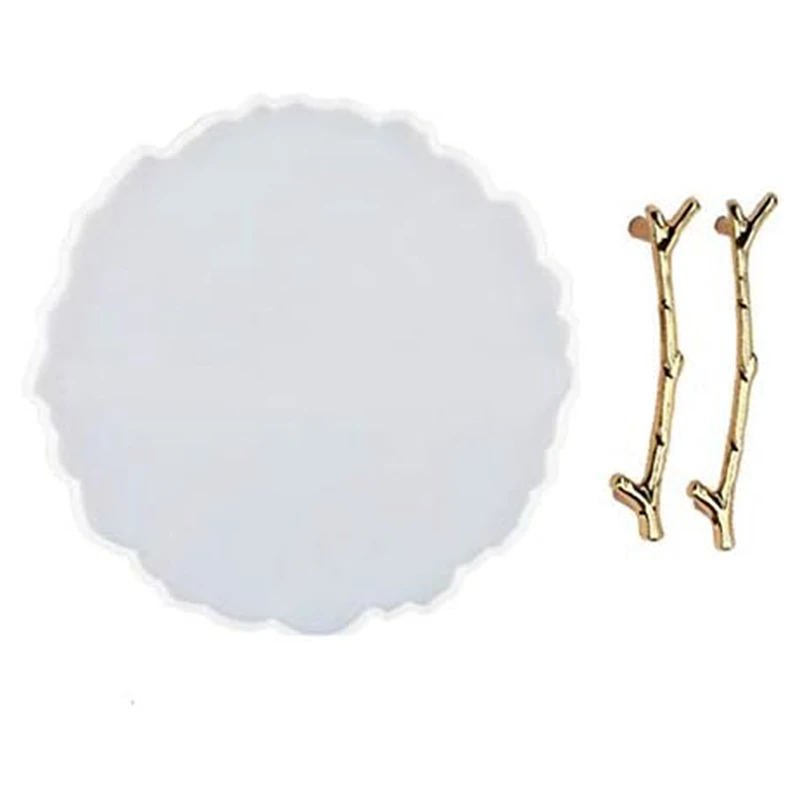 

10 дюймовая пластина для фруктов, нестандартная круглая силиконовая пластина, форма для начинающих с 2 золотыми ручками