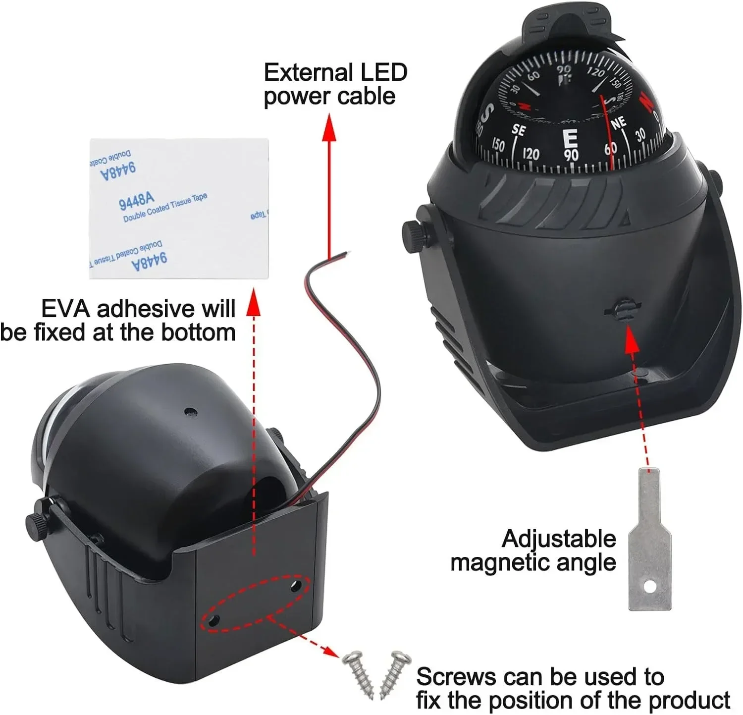 Boat Marine Compass Dash Mount 3