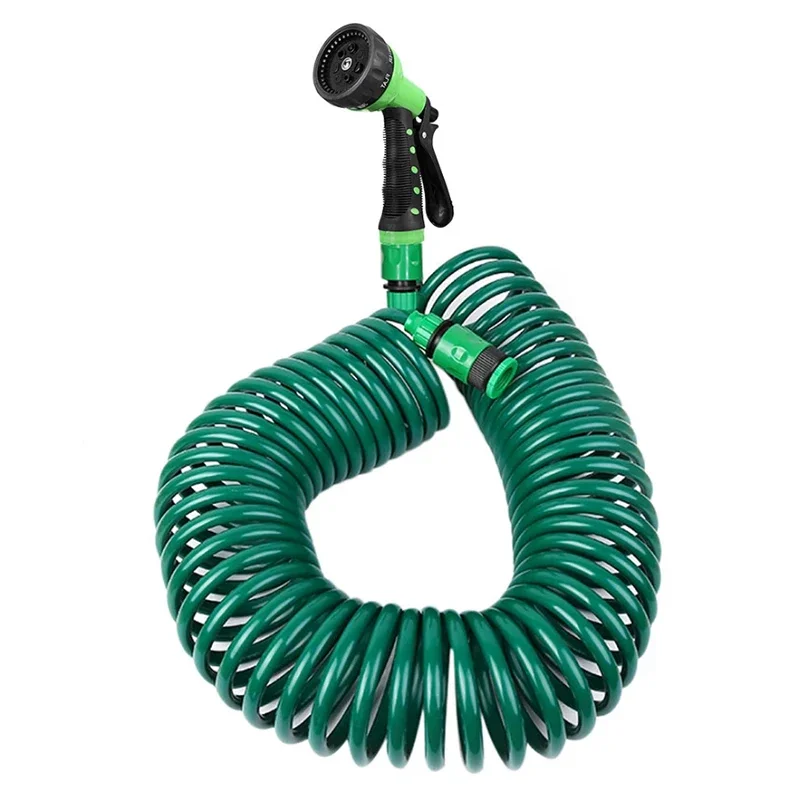 EVA Coil Garden Hose Spring Recoil Garden Water Hose with 3/4" Connector with 8 Function Sprayer for Pet Bathing Car Washing
